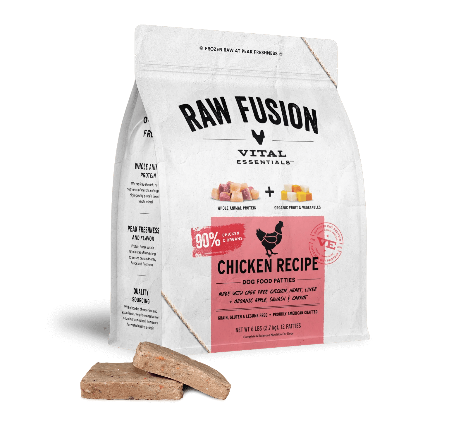 Fusion Chicken Patties - Frozen Raw Dog Food - Vital Essentials