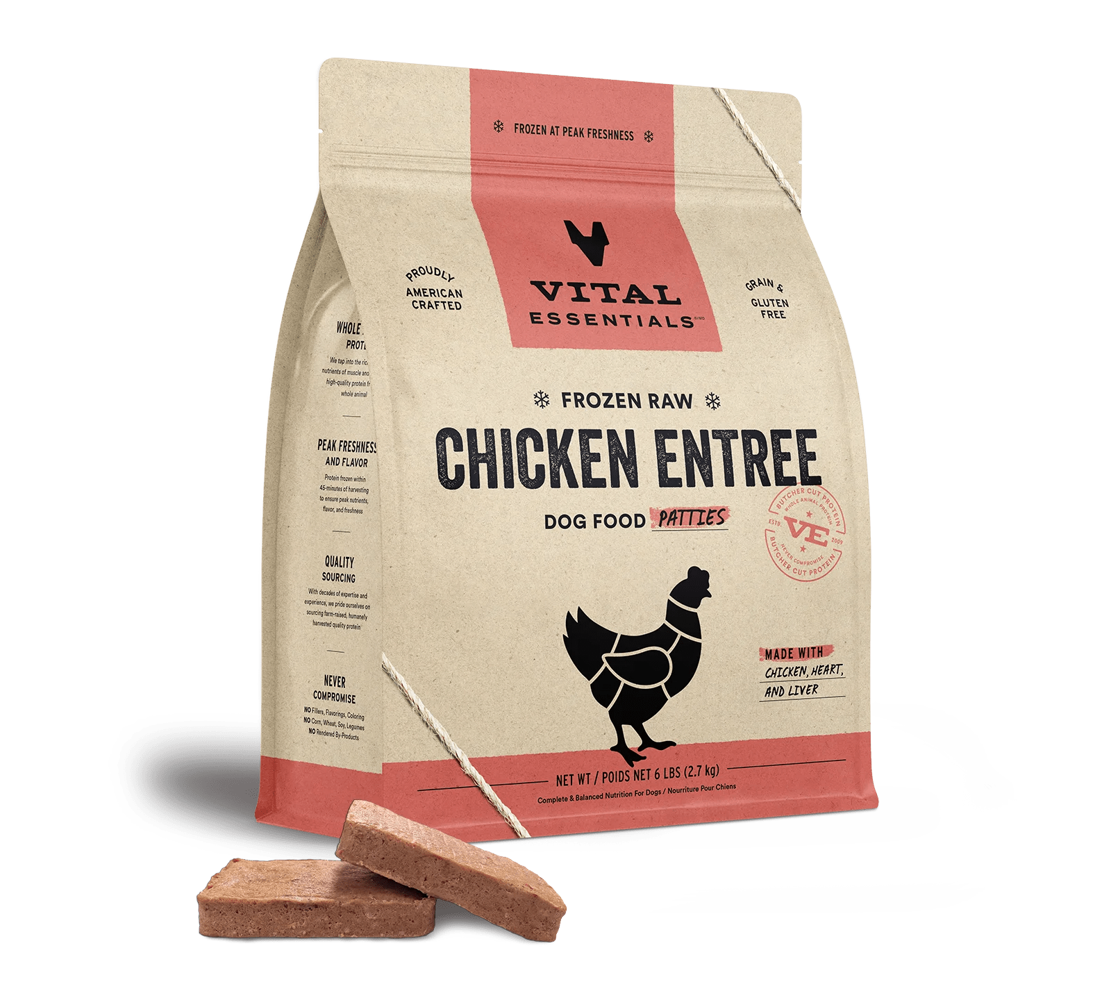 Chicken Entree Patties - Frozen Raw Dog Food - Vital Essentials