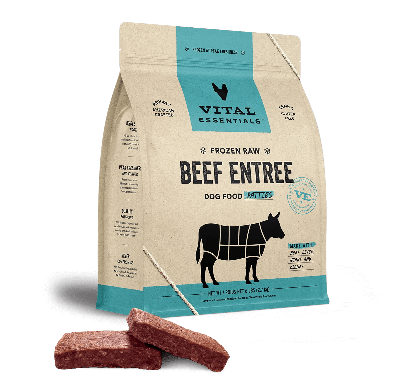 Beef Entree Patties - Frozen Raw Dog Food - Vital Essentials