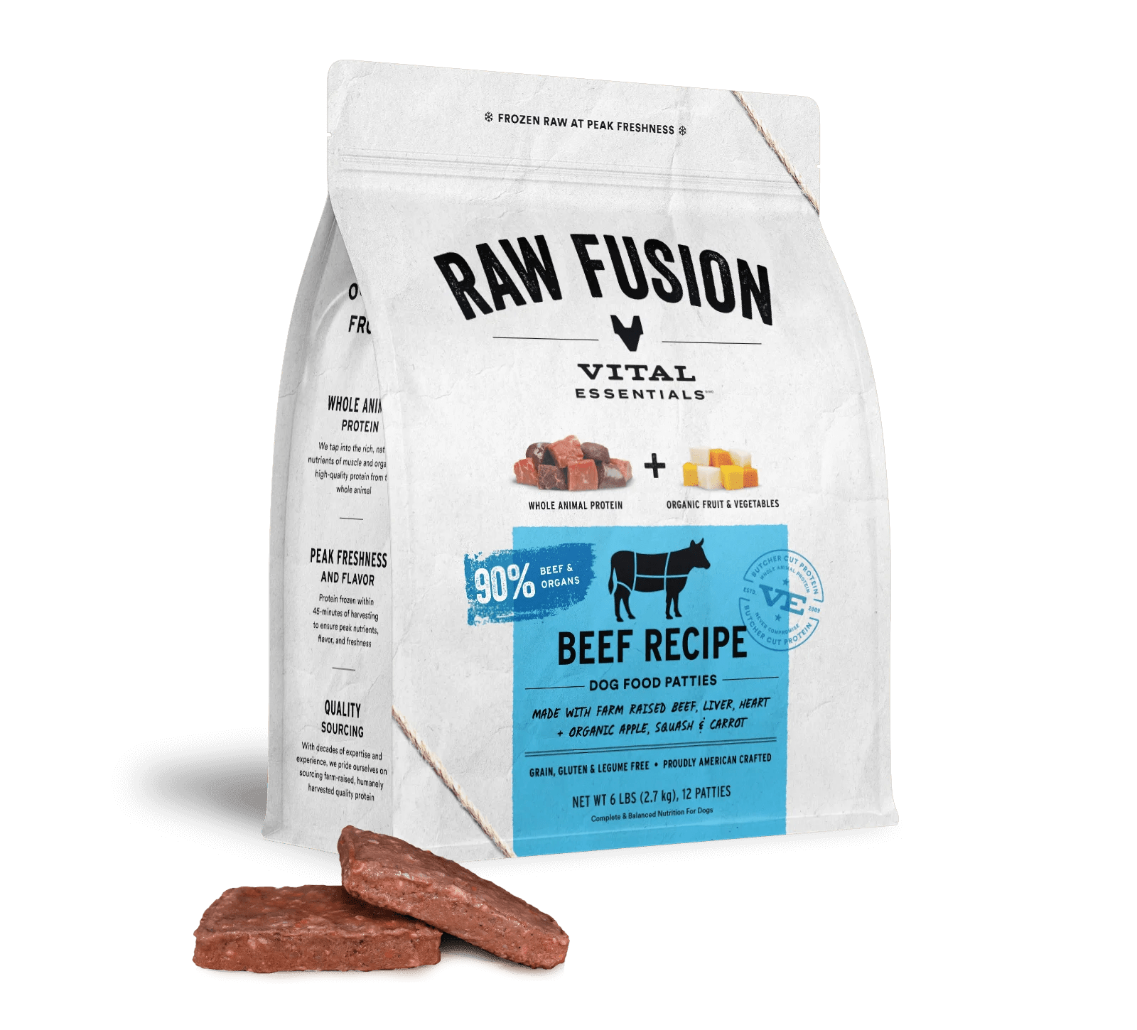 Fusion Beef Patties - Frozen Raw Dog Food - Vital Essentials