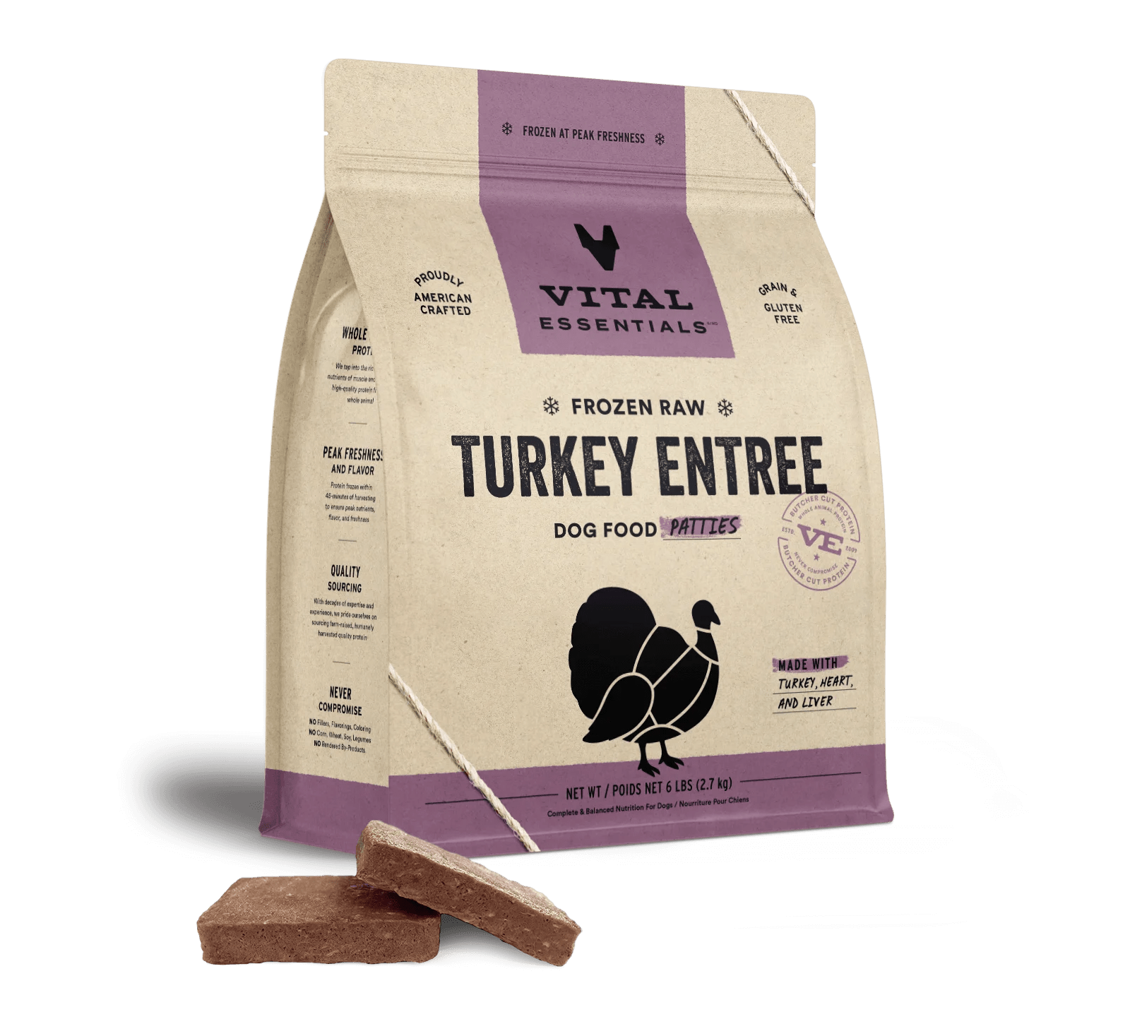 Turkey Entree Patties - Frozen Raw Dog Food - Vital Essentials