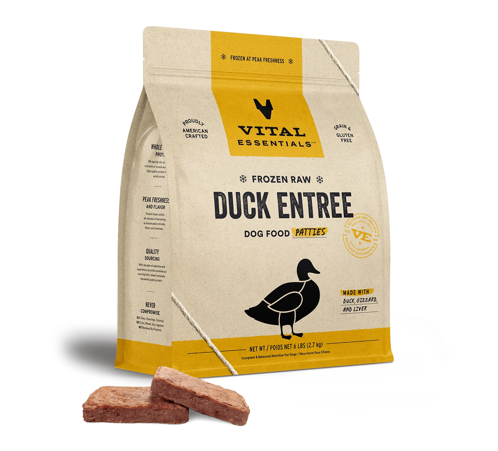 Duck Entree Patties - Frozen Raw Dog Food - Vital Essentials