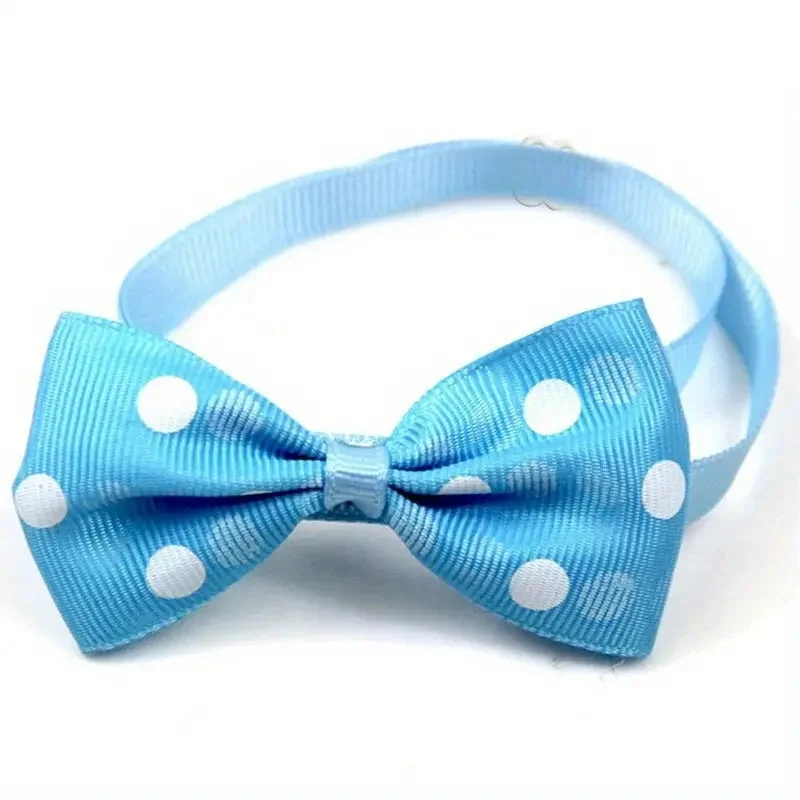 Dog / Puppy Bow Tie w/White Polka Dots - Adjustable Collar for Small to Medium Dogs