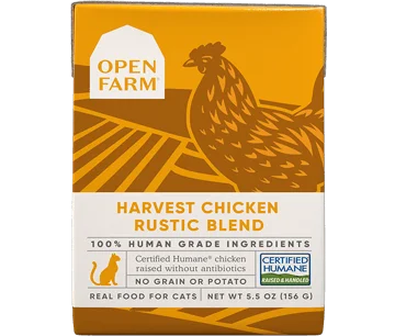 Open Farm Wet Cat Food Rustic Blend Harvest Chicken 5.5oz Tetra Pack Single