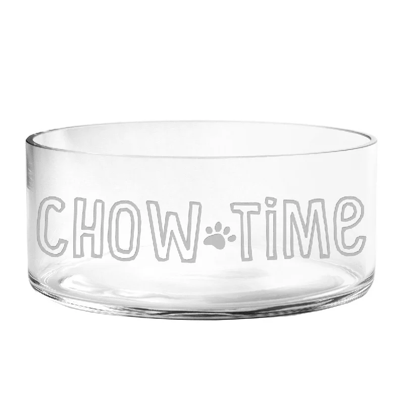 Chow Time Glass Dog Bowl