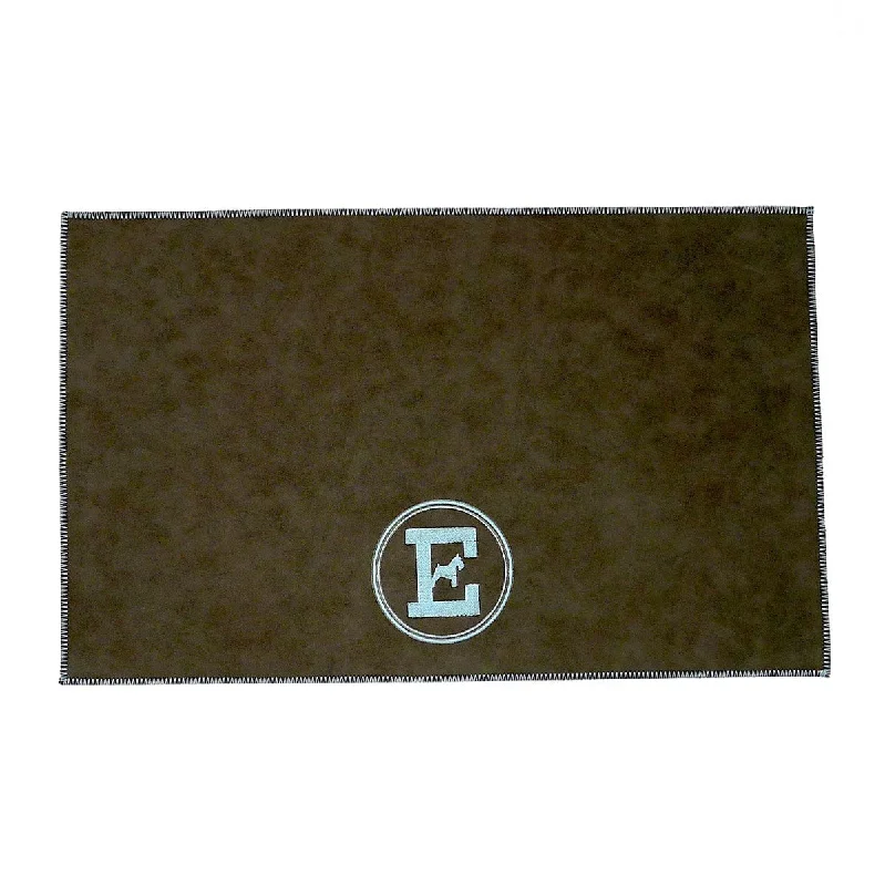 Personalized Faux Leather Dog Placemat Grey/Pale Blue