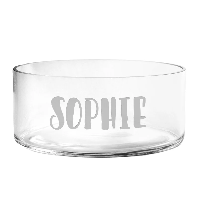 Personalized Pup Name Glass Dog Bowl