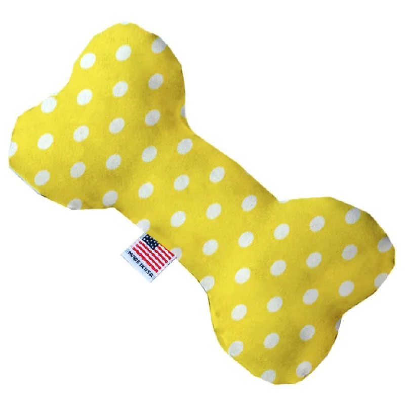 Plush Bone Dog Toy Yellow Polka Dots