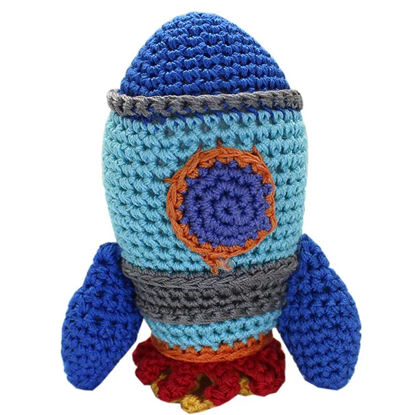 Rocket Ship Organic Cotton Dog Toy